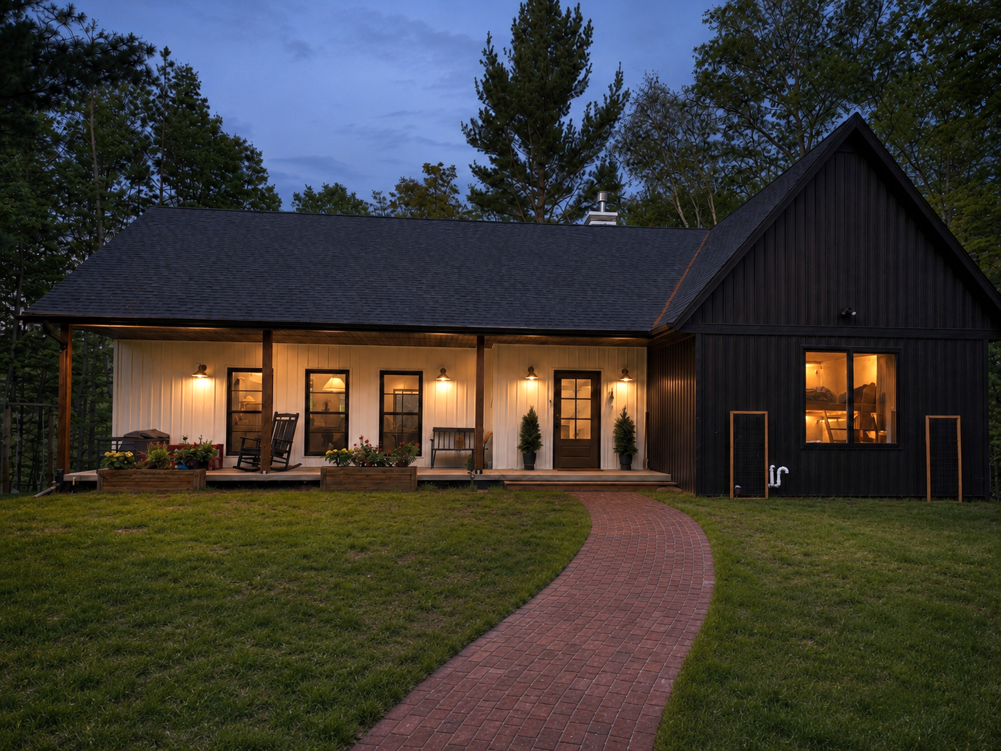 The Cub House exterior glowing at dusk