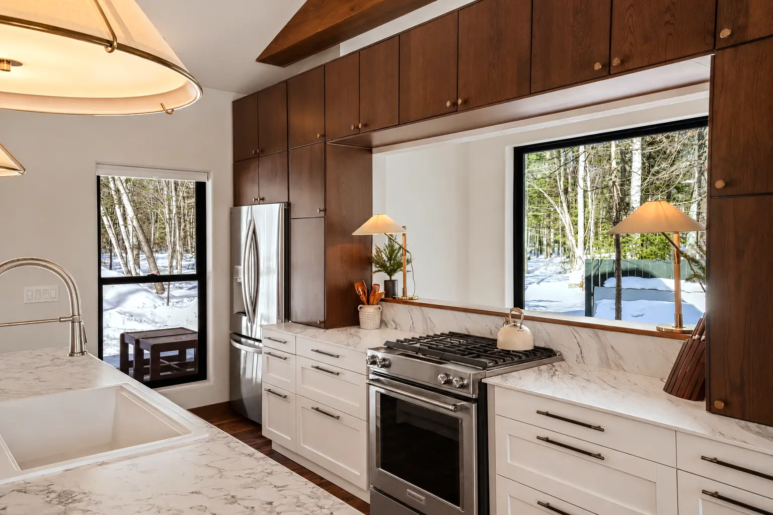The chef’s kitchen and 12-foot island